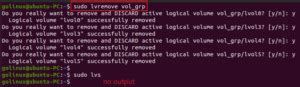 lvremove logical volume in use.